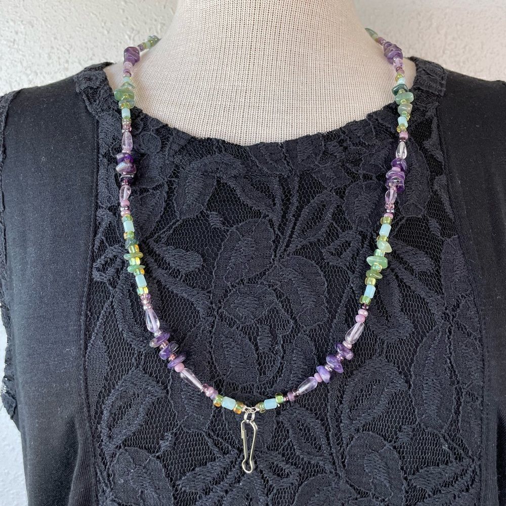 Colorful Beaded and Stone Lanyard EUC